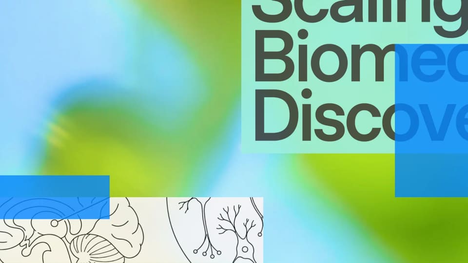 OpenAI cover graphic combining biological illustrations and coloured panels for its distributed biological research announcement.
