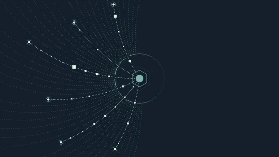 Microsoft Copilot harness illustration showing connected paths converging on a central node.