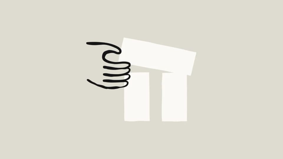 Anthropic illustration of a curled black line beside pale architectural shapes.