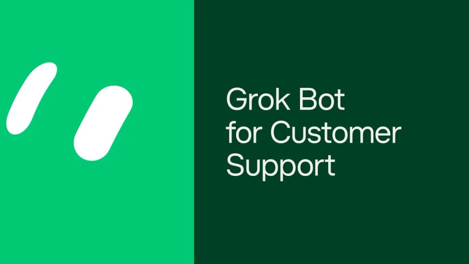 Publisher cover graphic labelled Grok Bot for Customer Support.