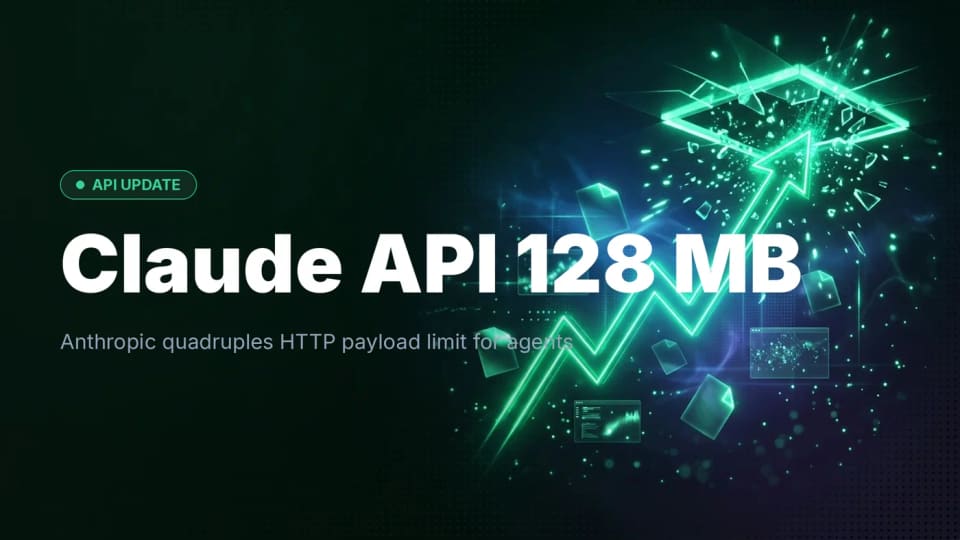 Publisher illustration reading Claude API 128 MB with a glowing green upward arrow.