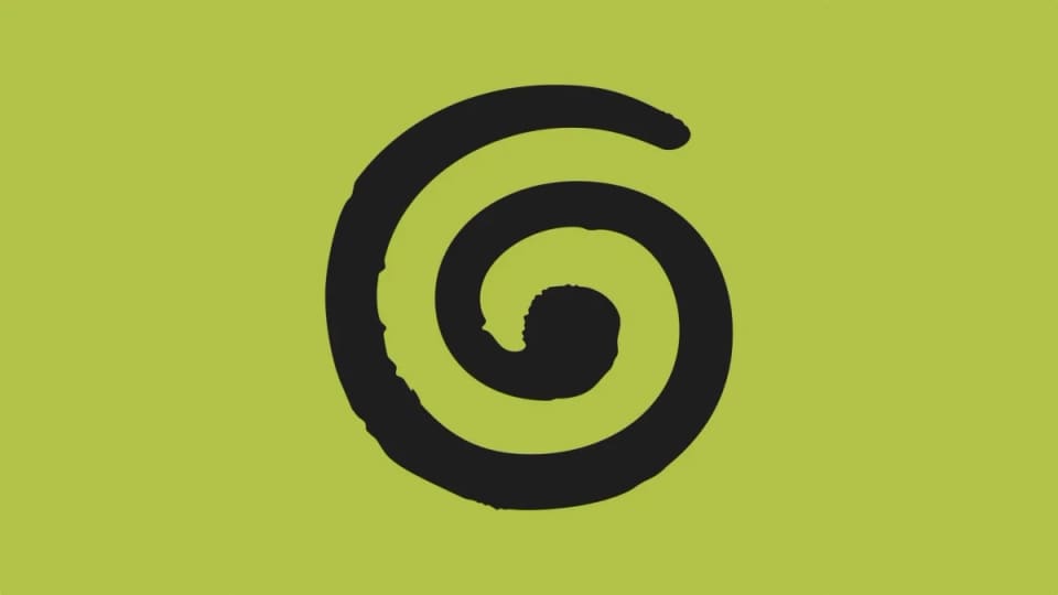 Granola app logo with a black spiral on a light green background.