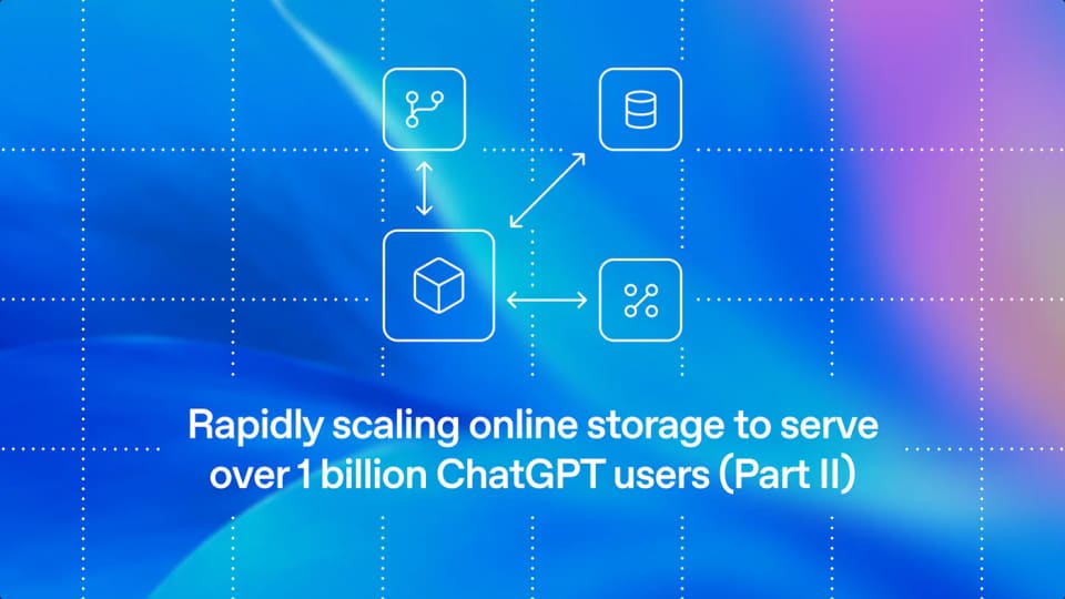 OpenAI blue storage-platform cover with connected data icons and the Habitat engineering article title.