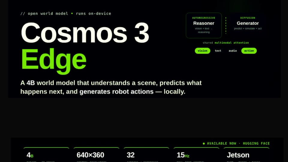 NVIDIA Launches Cosmos 3 Edge for Real-Time On-Device Robot Reasoning and Action
