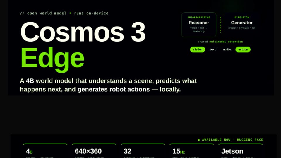 NVIDIA Launches Cosmos 3 Edge for Real-Time On-Device Robot Reasoning and Action