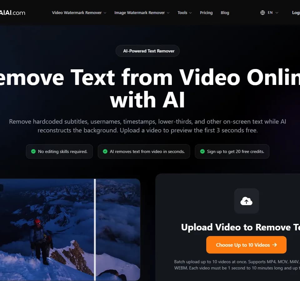 Remove text from video
