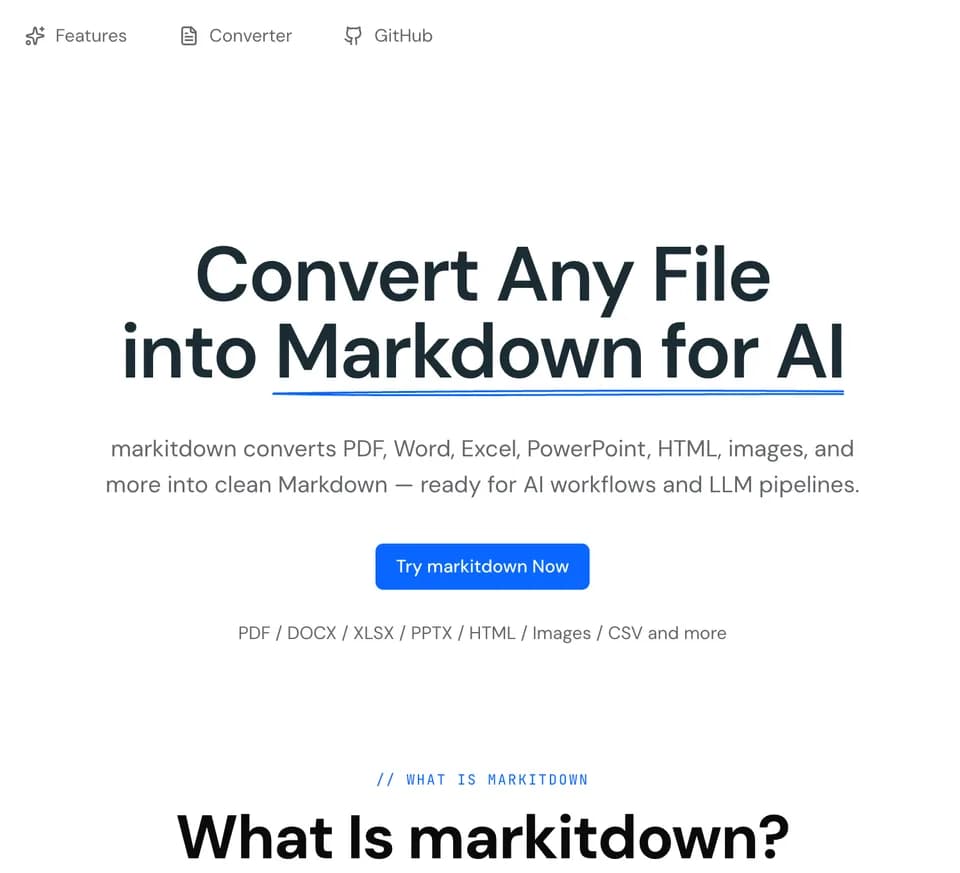 MarkItDown converts documents into inspectable Markdown