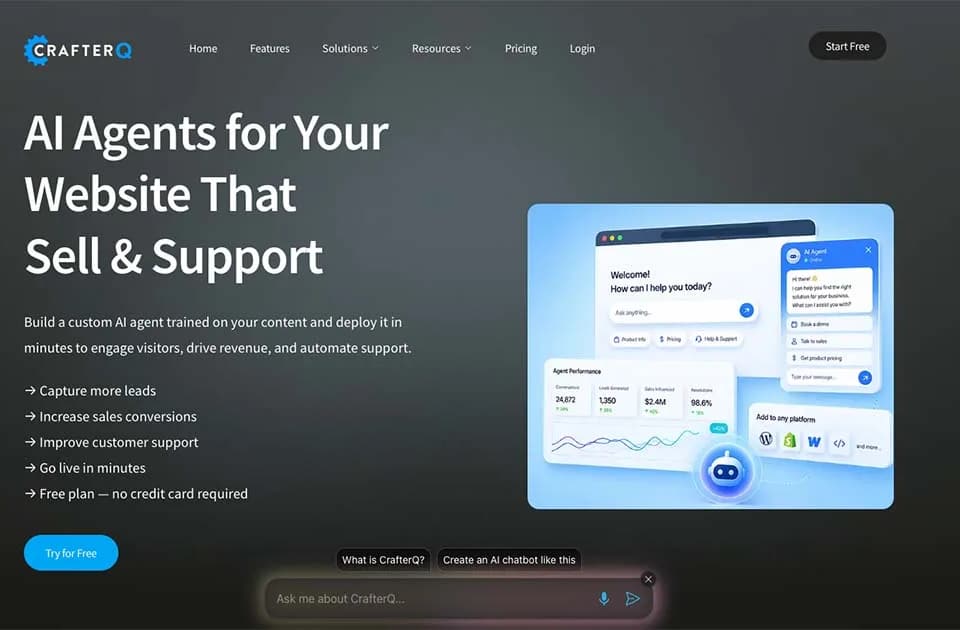 CrafterQ builds website assistants from your existing business content