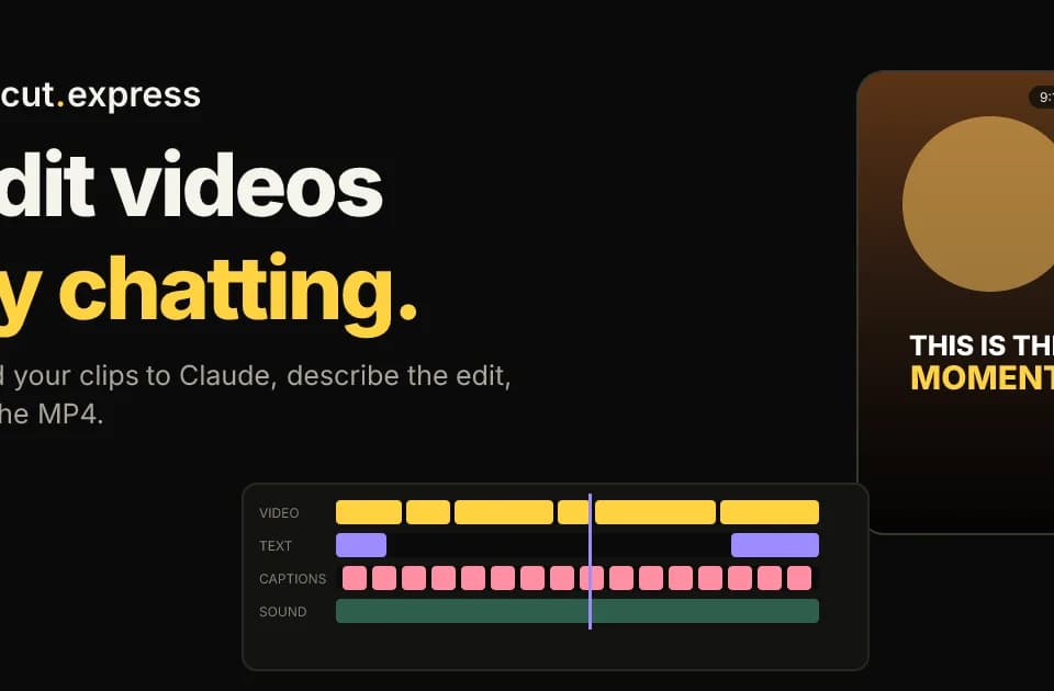 Cut Express: edit footage through an AI chat and render a versioned MP4