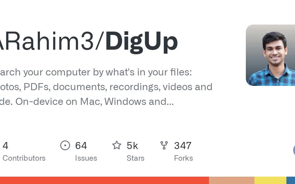 DigUp: search local files by their meaning, page or moment