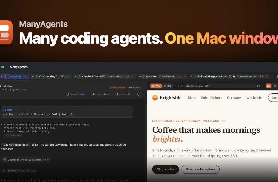 ManyAgents organizes coding-agent teams and worktrees in a Mac app