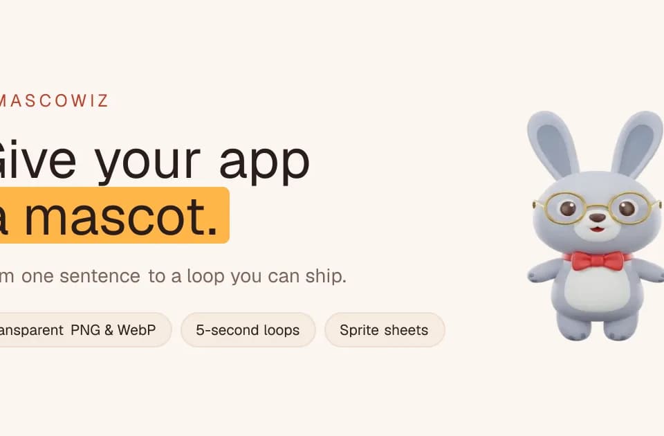 Mascowiz: approve a mascot, animate it and export app-ready files