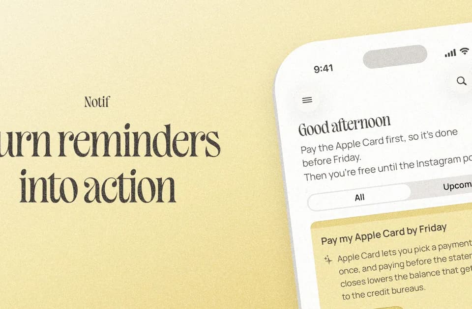 Notif adds suggested next actions to Apple Reminders