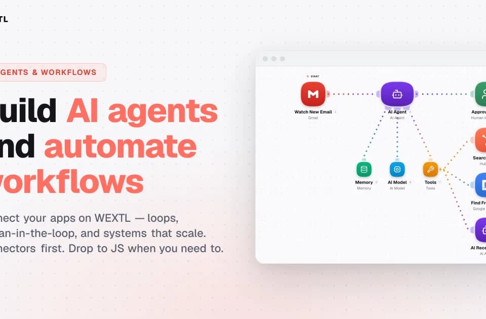 WEXTL combines visual workflows, AI agents and approval steps